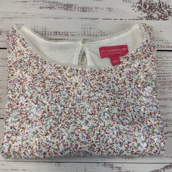Isaac Mizrahi Live Women Always Isaac Sequin T-Shirt-Multi Color Sequence Large - Picture 11 of 11